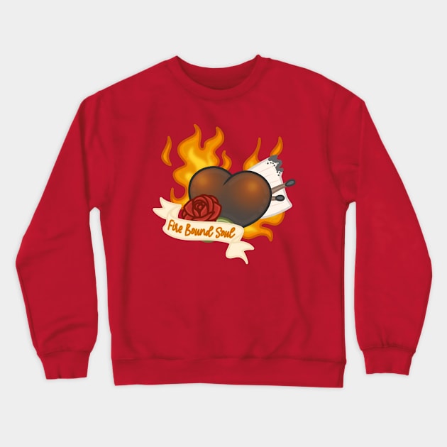 Fire Bound Soul Heart Crewneck Sweatshirt by Humming_Bee_Arts